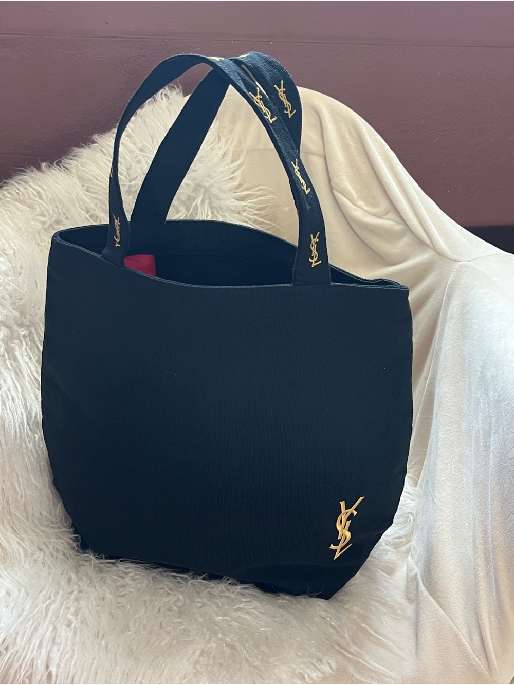 Yves Saint Laurent Black Canvas Tote with Gold YSL Embroidery, GWP - Picture 11 of 16